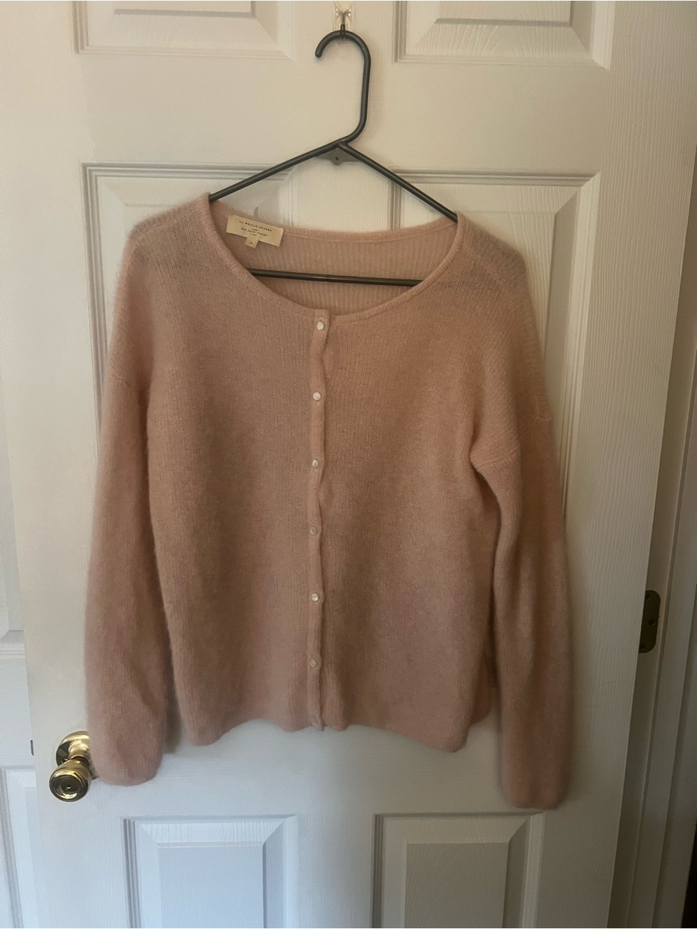 Sezane Soft Pink Button-Front Women's Sweater Cardigan